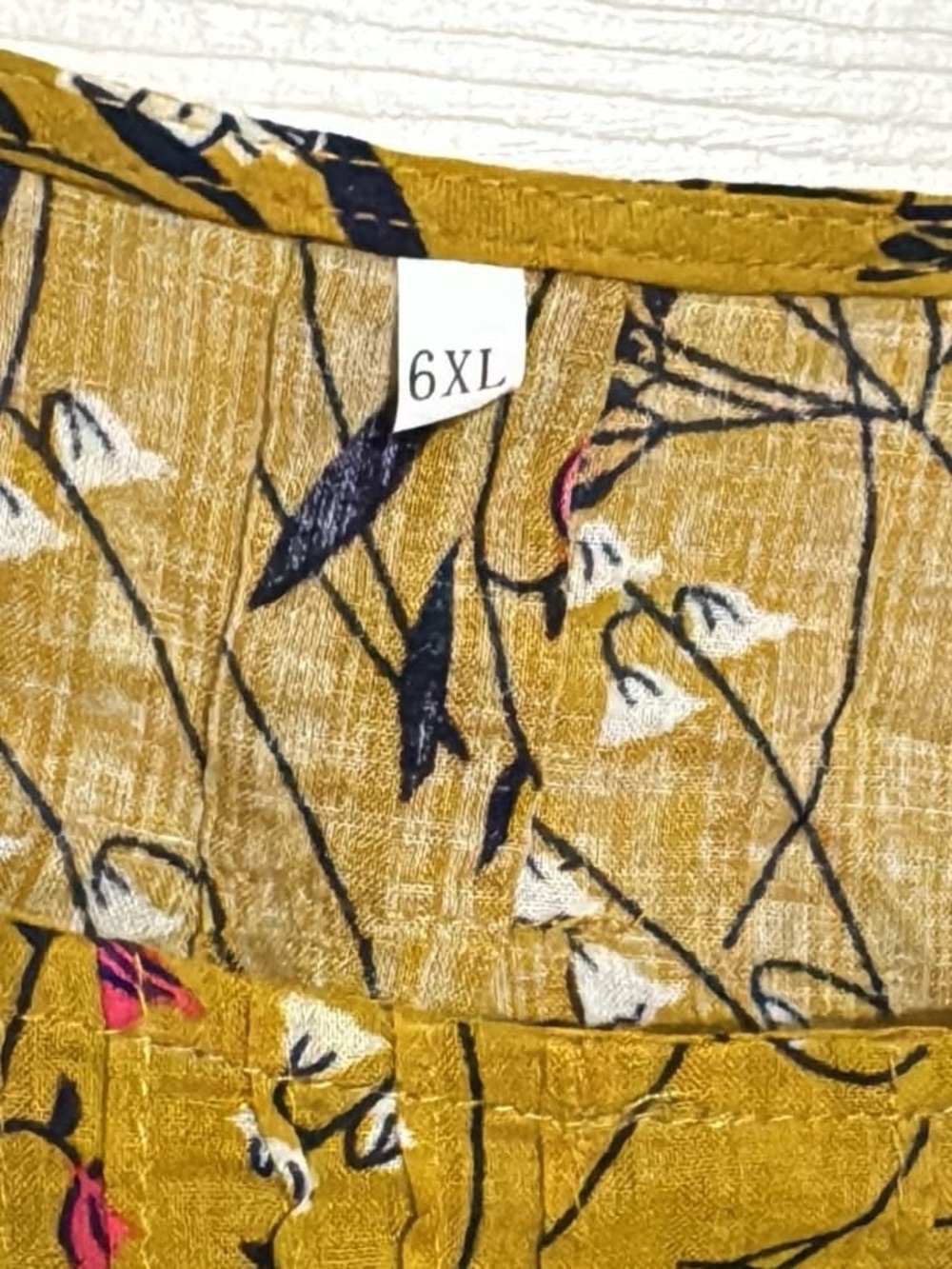 Mustard Floral Print Women's top - 6XL